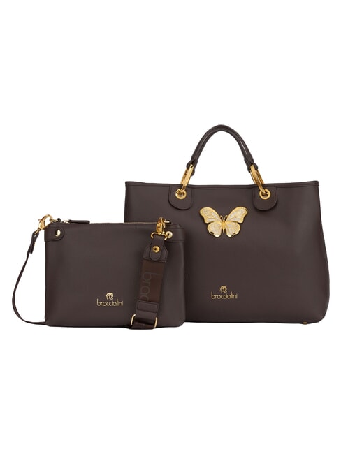 BETH JEWELS Geantă de m&acirc;nă cu m&acirc;ner dublu și curea de umăr maro - Genți femei