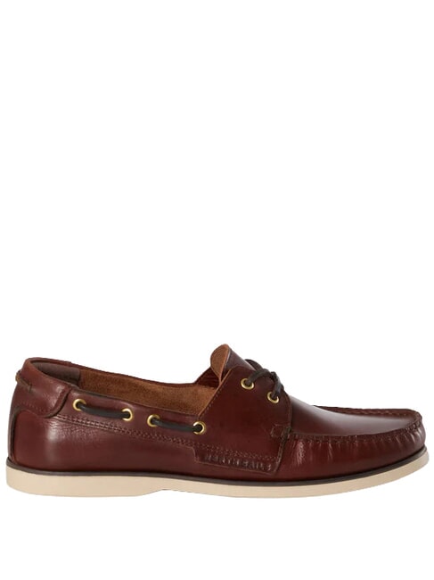 DECK LEATHER Mocasini din piele maro &icirc;nchis - Pantofi bărbați