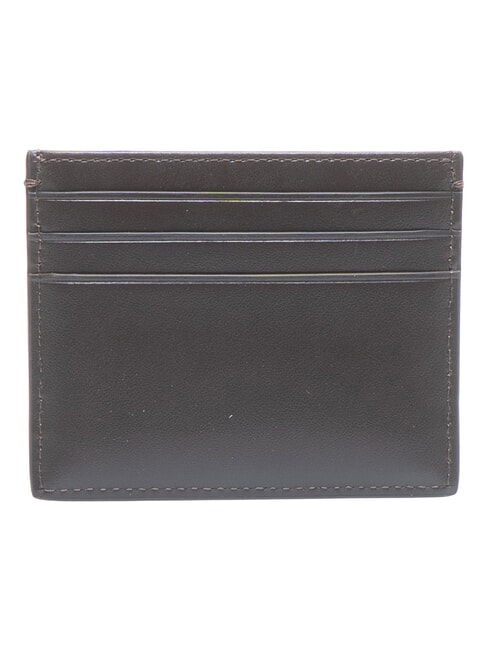 RAISED LOGO Portcard plat din piele maro &icirc;nchis - Portofele bărbați