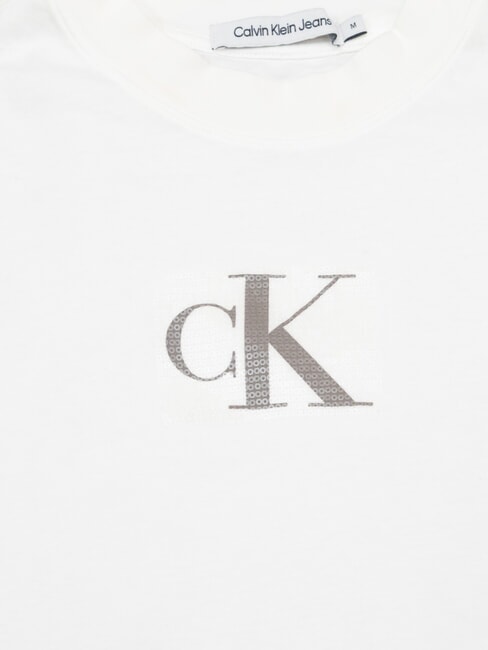CK JEANS Tricou scurt, cu m&acirc;necă lungă alb strălucitor - tricou