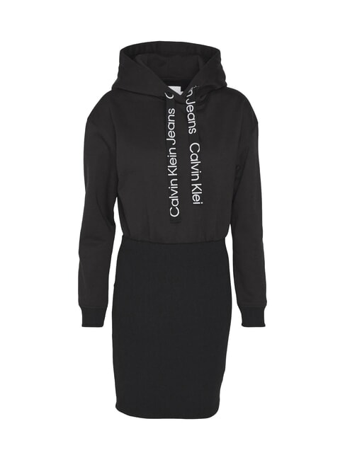 CK JEANS Rochie cu glugă ck negru/alb strălucitor - Haine de femeie