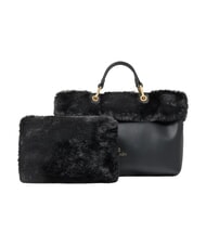 BRACCIALINI BETH FUR Geantă de m&acirc;nă cu clutch negru - Genți femei - 3