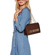 LOVE MOSCHINO BOLD LOVE Geantă de umăr, cu lanț castan - Genți femei - 5