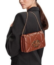 LOVE MOSCHINO EMBOSSED Geantă de umăr mini, cu lanț castan - Genți femei - 2