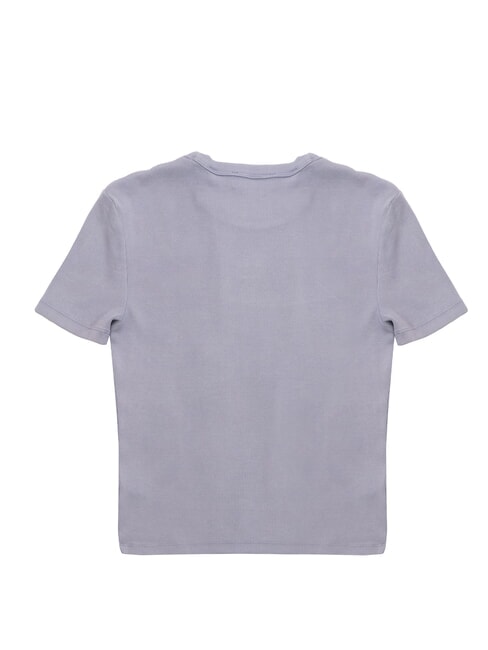WASHED WOVEN LABEL Tricou din bumbac cu m&acirc;necă scurtă violet - tricou