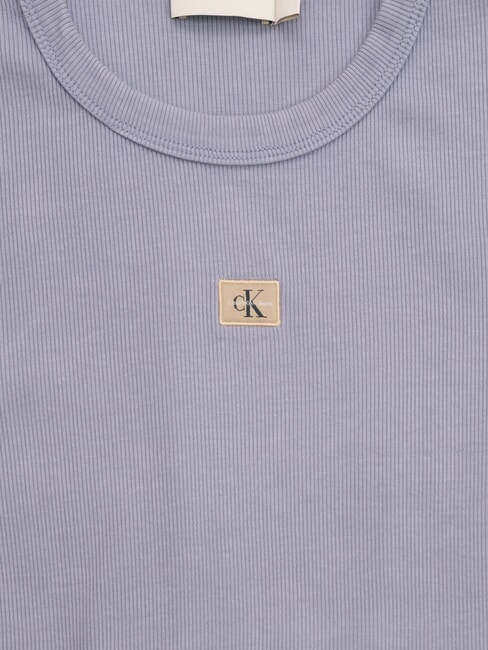 WASHED WOVEN LABEL Tricou din bumbac cu m&acirc;necă scurtă violet - tricou