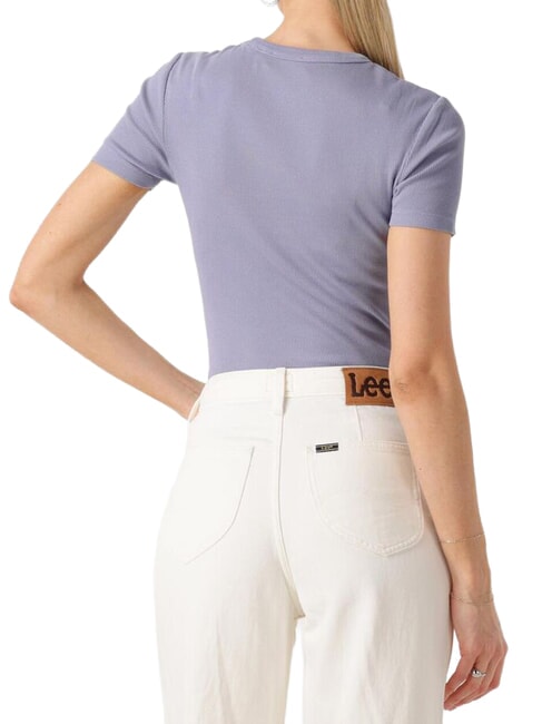 WASHED WOVEN LABEL Tricou din bumbac cu m&acirc;necă scurtă violet - tricou
