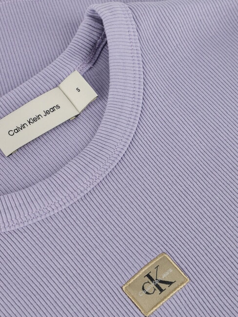 WASHED WOVEN LABEL Tricou din bumbac cu m&acirc;necă scurtă violet - tricou