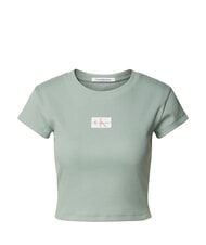 CALVIN KLEIN WOVEN LABEL Tricou din bumbac cu m&acirc;necă scurtă gri - tricou - 5