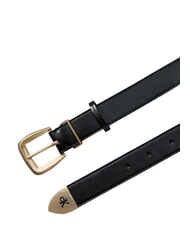 CALVIN KLEIN HW END TIP Curea de piele negru / auriu deschis antic - Curele - 3