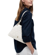 TOMMY HILFIGER TH FEMININE Geantă de umăr matlasată cremă moale - Genți femei - 2