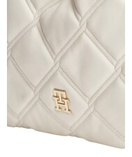 TOMMY HILFIGER TH FEMININE Geantă de umăr matlasată cremă moale - Genți femei - 5