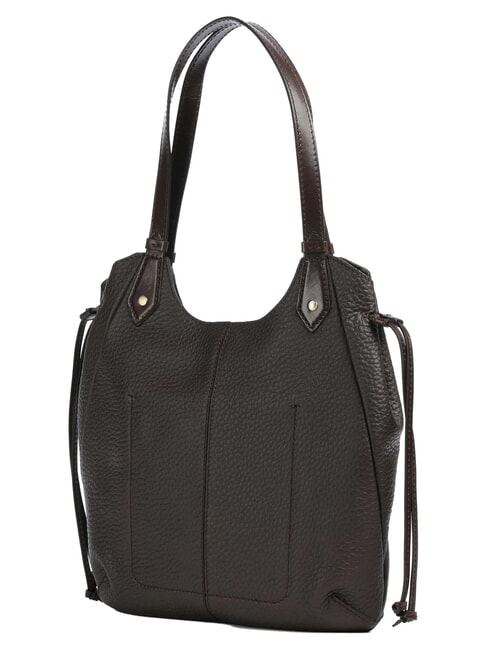 MARTINA Geantă de umăr, piele mocha cu aur - Genți femei