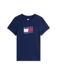 TOMMY HILFIGER TJ FLAG Tricou din bumbac noapte &icirc;ntunecată bleumarin - tricou - 3