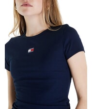 TOMMY HILFIGER TH JEANS Tricou cu m&acirc;necă scurtă și nervuri noapte &icirc;ntunecată bleumarin - tricou - 3