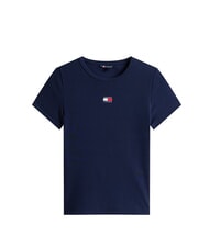 TOMMY HILFIGER TH JEANS Tricou cu m&acirc;necă scurtă și nervuri noapte &icirc;ntunecată bleumarin - tricou - 4