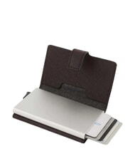 PIQUADRO BLACK SQUARE Suport card din piele MORO - Portofele bărbați - 2