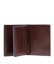 PIQUADRO BLUE SQUARE Portcard din piele cu clapă MAHOGANY - Portofele bărbați - 2