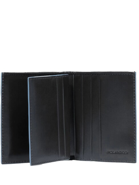 BLUE SQUARE Portcard din piele cu clapă negru - Portofele bărbați