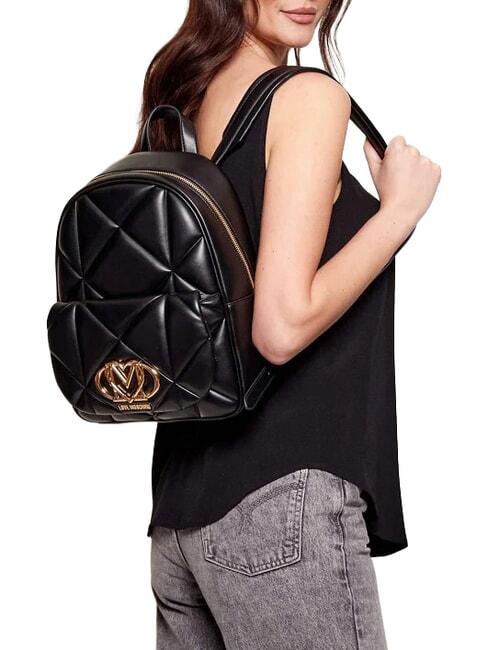 EMBOSSED QUILTED Rucsac matlasat negru - Genți femei