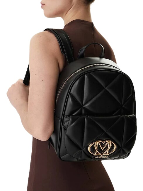 EMBOSSED QUILTED Rucsac matlasat negru - Genți femei
