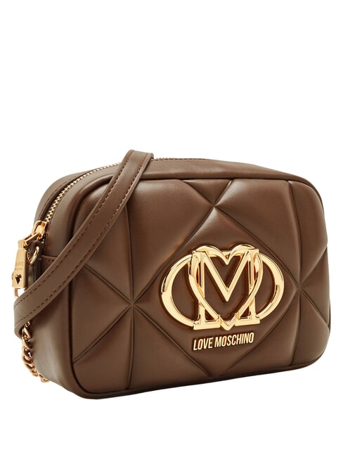 EMBOSSED QUILTED Geantă de umăr mini matlasată maro - Genți femei