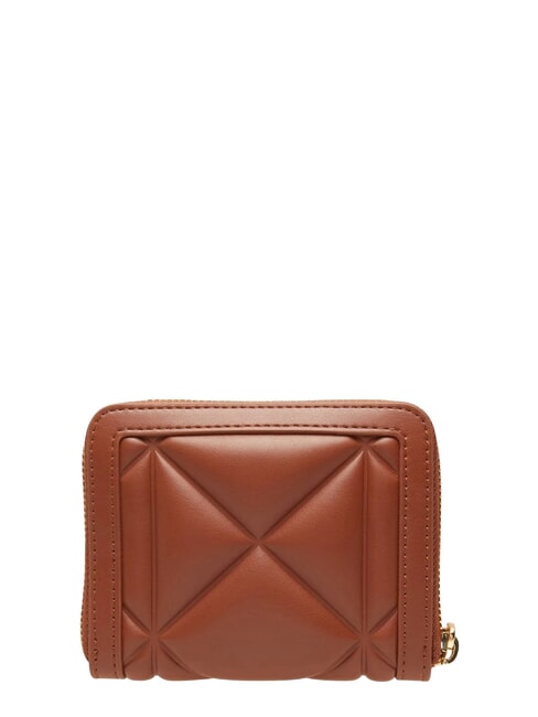 EMBOSSED QUILTED Portofel mediu, cu fermoar maro - Portofele femei