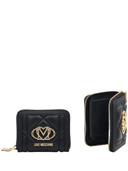 EMBOSSED QUILTED Portofel mediu, cu fermoar negru - Portofele femei