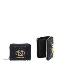 LOVE MOSCHINO EMBOSSED QUILTED Portofel mediu, cu fermoar negru - Portofele femei - 3