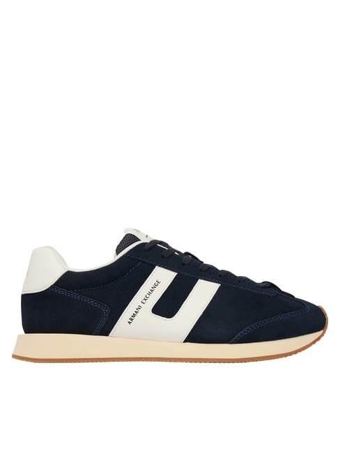 ROUND Adidași din piele bleumarin &icirc;nchis + alb-gălbui - Pantofi bărbați