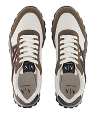 ARMANI EXCHANGE DROP MICROSUEDE Teniși cu logo contrastant mosc + alb-gălbui - Pantofi bărbați - 4