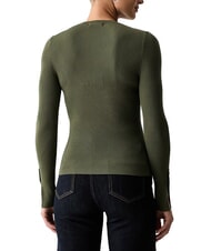 GUESS ELLIE Pulover cu guler rotund dimineata de masline - Pulovere pentru femei - 2