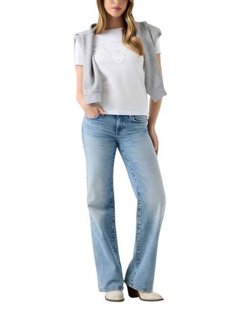 NEW BASIC Tricou cu m&acirc;necă scurtă, bumbac pur alb purpuriu - tricou