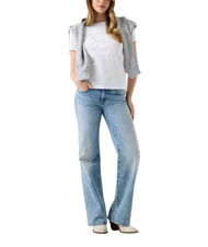 GUESS NEW BASIC Tricou cu m&acirc;necă scurtă, bumbac pur alb purpuriu - tricou - 3