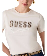 GUESS SNAKE SCRIPT Tricou cu m&acirc;necă scurtă, bumbac pur cremwhi - tricou - 4
