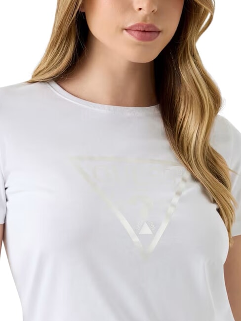 NEW BASIC Tricou cu m&acirc;necă scurtă, bumbac pur alb purpuriu - tricou