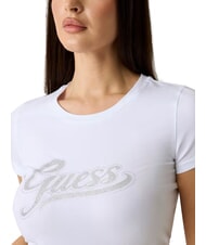 GUESS GLITTER LOGO Tricou cu m&acirc;necă scurtă și strălucitor alb purpuriu - tricou - 4