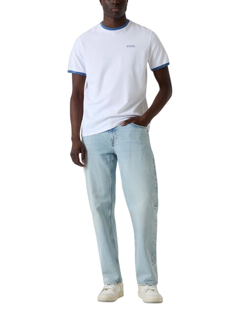 BASIC Tricou cu m&acirc;necă scurtă, bumbac pur alb purpuriu - tricou