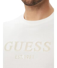 GUESS LOGO Tricou cu m&acirc;necă scurtă, bumbac pur alb purpuriu - tricou - 4