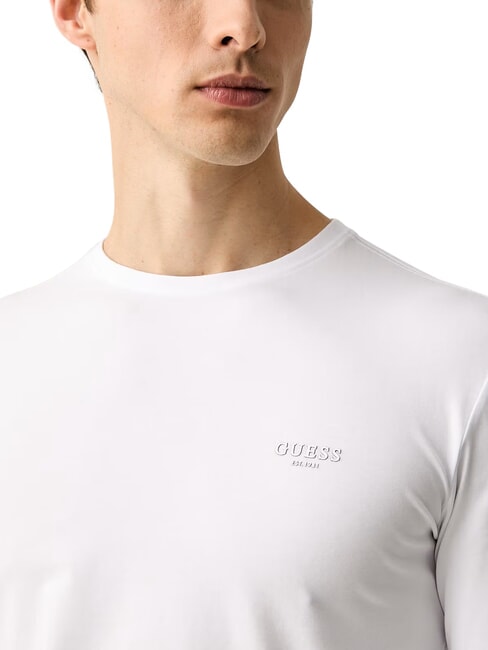 CORE Tricou cu m&acirc;necă lungă, slim alb purpuriu - Pulovere pentru bărbați
