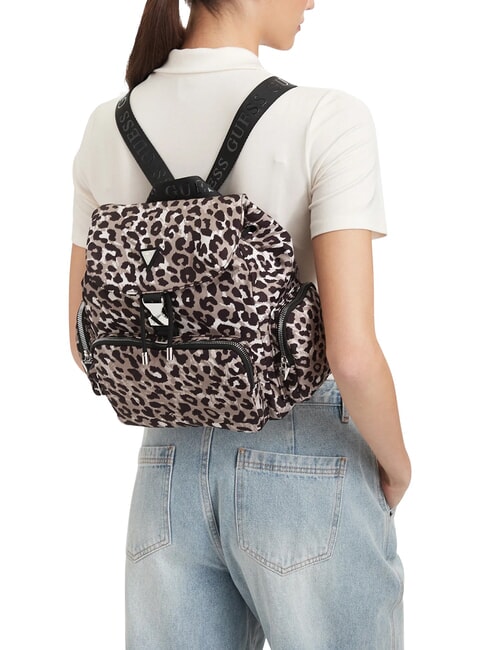 GIRL ALLOVER Rucsac cu buzunare multiple cursuri cu imprimeu leopard - Genți femei