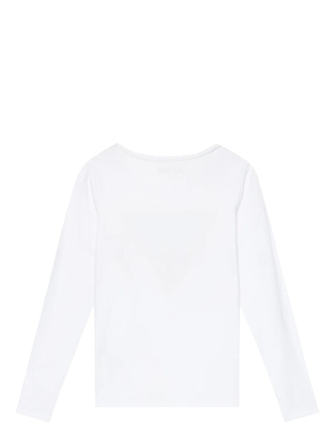 KIDS Tricou cu m&acirc;necă lungă și strasuri alb purpuriu - Tricou copil