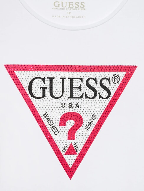 KIDS Tricou cu m&acirc;necă lungă și strasuri alb purpuriu - Tricou copil