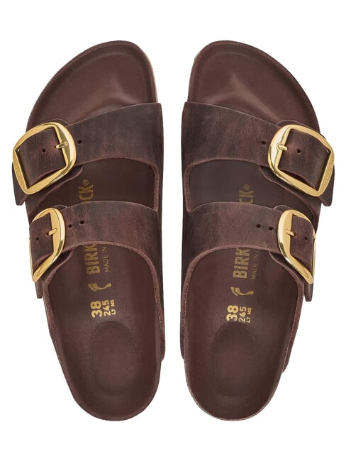 ARIZONA BIG BUCKLE HEX Sandale tip papuc din piele uleiată habana - Pantofi femei
