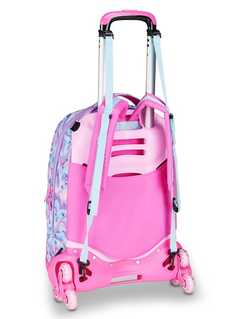GLOW LED UNICORN GIRL Rucsac tip troler 3 &icirc;n 1 liliac moale - Rucsacuri cu role