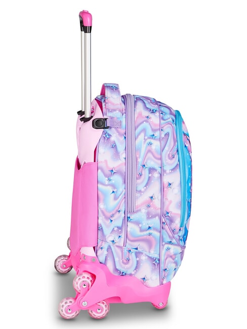 GLOW LED UNICORN GIRL Rucsac tip troler 3 &icirc;n 1 liliac moale - Rucsacuri cu role