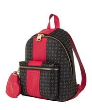 POLLINI HERITAGE Rucsac cu buzunar frontal și breloc negru roșu - Genți femei - 2