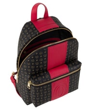 POLLINI HERITAGE Rucsac cu buzunar frontal și breloc negru roșu - Genți femei - 4