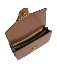 PINKO LOVE ONE CLASSIC Geantă de umăr mini din piele maro coniac-auriu antic - Genți femei - 4