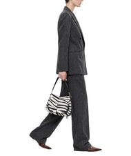 GIANNI CHIARINI HELENA ROUND Geantă de umăr din piele, cu curea de umăr zebră albă și neagră - Genți femei - 2